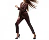 Rossario George Honey Chocolate & Rhinestone Blazer And Pant Suit In Brown In Brown