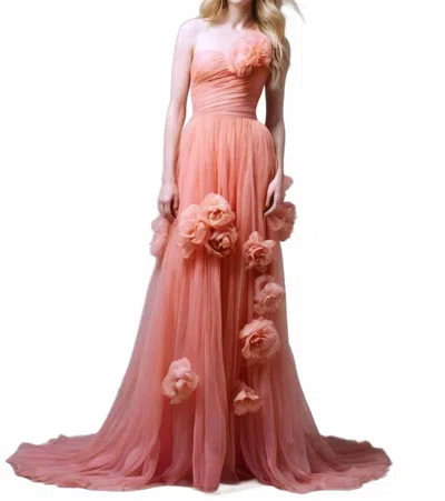 Rossario George Pretty Flowers Floor-length Gown In Pink
