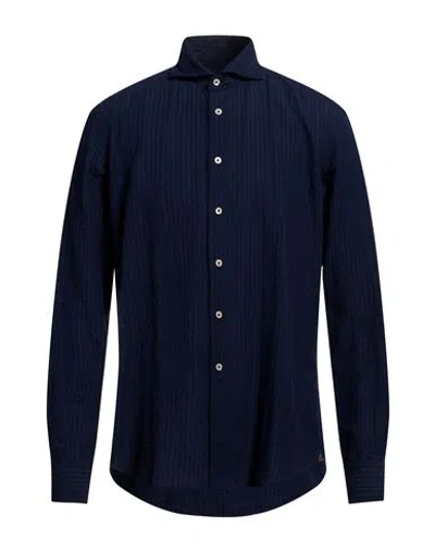 Rossi Man Shirt Navy Blue Size 16 ½ Cotton, Linen