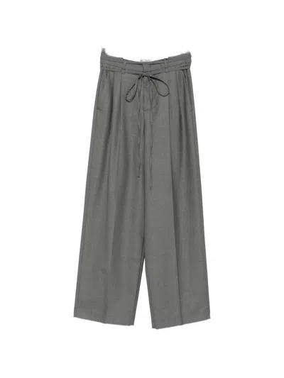 Rossi Noa Belt Pleated Tie-waist Trousers In Gray