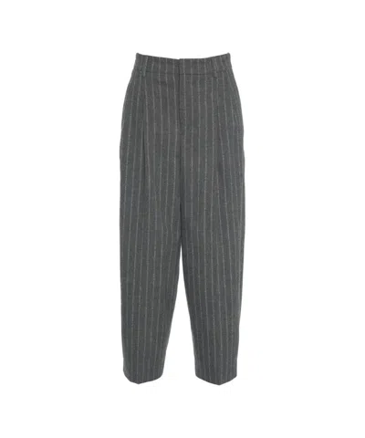 Rossi Pinstripe Pleated Trousers In Gray