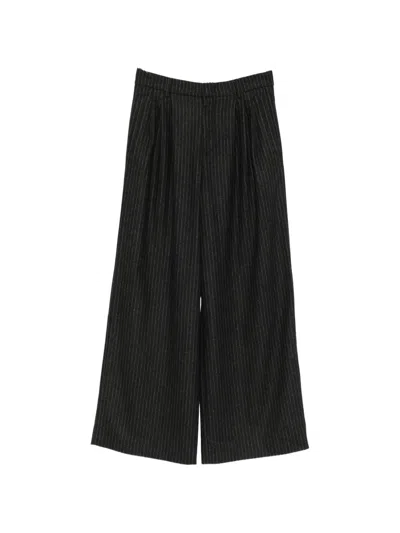 Rossi Pinstripe Wide-leg Trousers In Black
