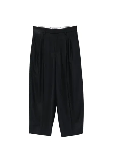 Rossi Pleated Cropped Trousers In Black