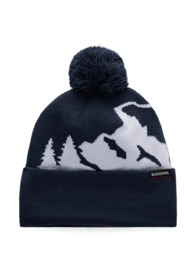 Rossignol Kids' Graphic-knit Pompom-detail Beanie Hat In Blue