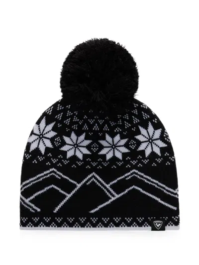 Rossignol Kids' Intarsia-knit Pompom Beanie Hat In Black