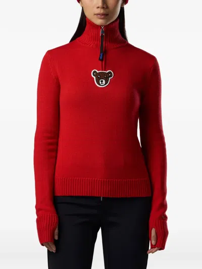 Rossignol Jcc Teddy-patch Half-zip Sweater In Brown