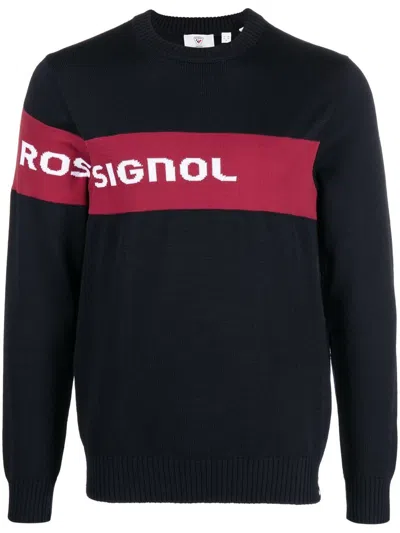 Rossignol Logo-stripe Knit Sweatshirt In Blue