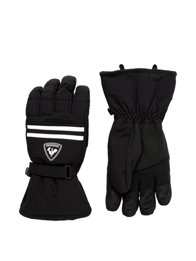 Rossignol Logo-patch Stripe-detail Ski Gloves In Black
