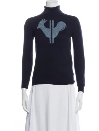 Pre-owned Rossignol Merino Wool Graphic Print Sweater In Blue