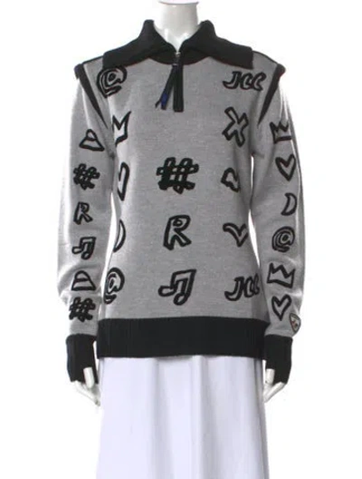 Pre-owned Rossignol Merino Wool Printed Sweater In Gray