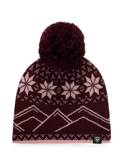 Rossignol Kids' Mountain-intarsia Beanie Hat In Red