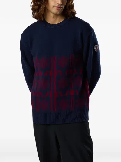 Rossignol Patterned Crew-neck Sweater In Blue