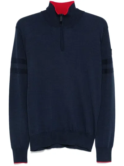 Rossignol Stripe-detail Half-zip Sweater In Blue