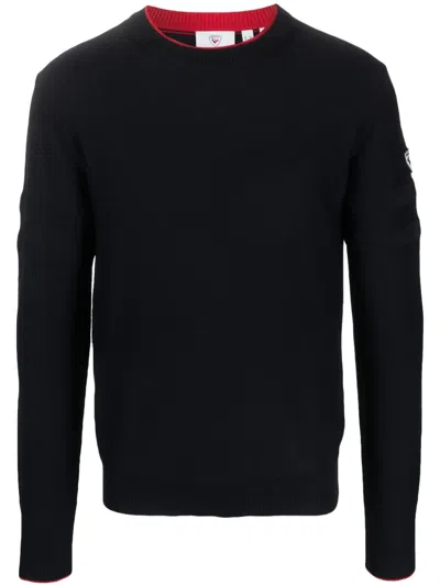 Rossignol Logo-patch Merino Wool Jumper In Blue