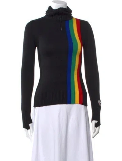 Pre-owned Rossignol Virgin Wool Graphic Print Sweater In Black