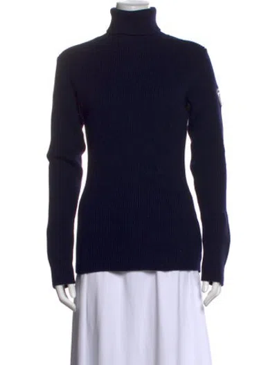 Pre-owned Rossignol Virgin Wool Turtleneck Top In Blue