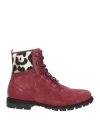 Rossignol Woman Ankle Boots Burgundy Size 7 Leather In Red