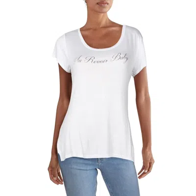 Rossmore Au Revoir Womens Hi-low Scoop Neck Graphic T-shirt In White