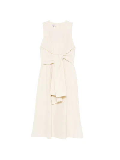Rosso 35 Bow-belted Midi Dress In White