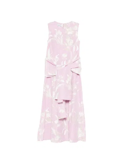 Rosso 35 Floral Belted Midi Dress In Pink