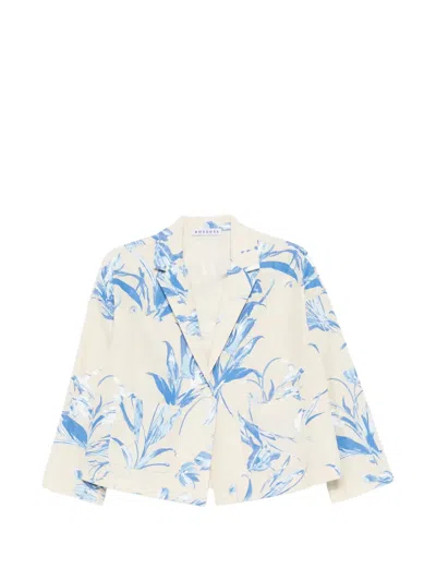 Rosso 35 Floral Print Americana Jacket In White
