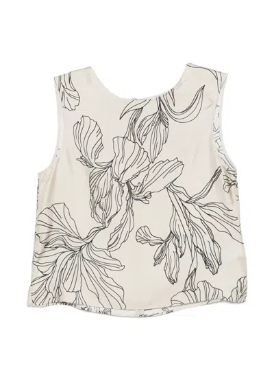 Rosso 35 Floral Sleeveless Blouse In Neutral