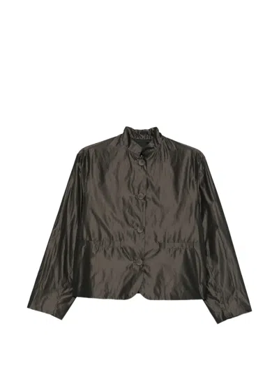 Rosso 35 High-neck Button-front Jacket In Gray