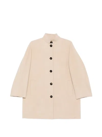 Rosso 35 High-neck Button-up Coat In Neutral