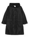 Rosso 35 Hooded Button Coat In Black