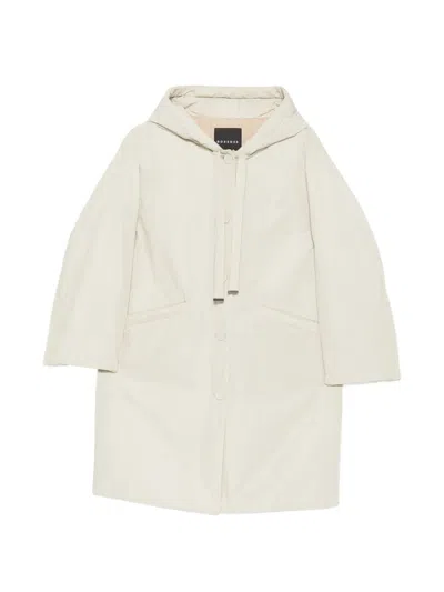 Rosso 35 Hooded Drawstring Coat In Neutral