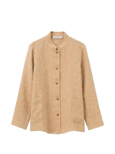 Rosso 35 Mandarin-collar Patch-pocket Jacket In Brown