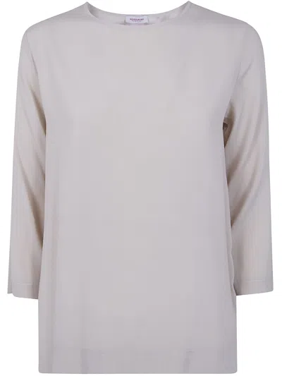 Rosso Puro 3/4 Sleeve Silk Blouse In Neutral