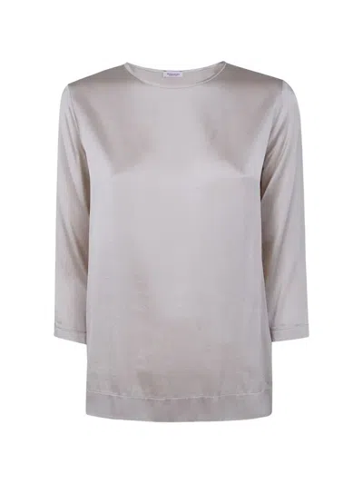 Rosso Puro 3/4 Sleeve Silk Blouse In Brown