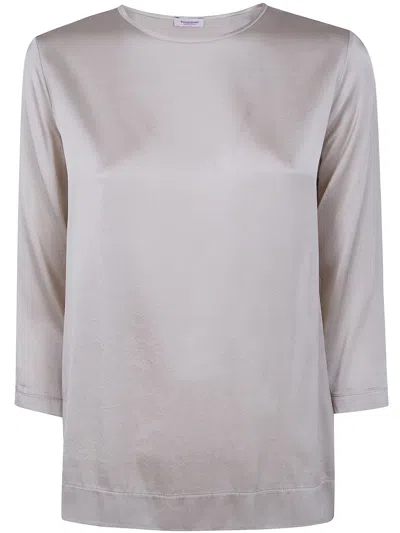 Rosso Puro 3/4 Sleeve Silk Blouse In Purple