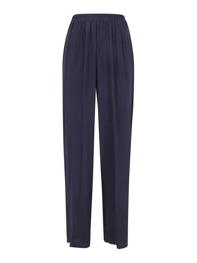 Rosso Puro Long Silk Trousers In Black