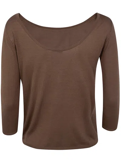 Rosso Puro Long Sleeve Top With A U-back In Brown