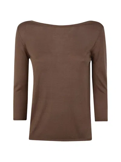 Rosso Puro Long Sleeve Top With A U-back In Brown