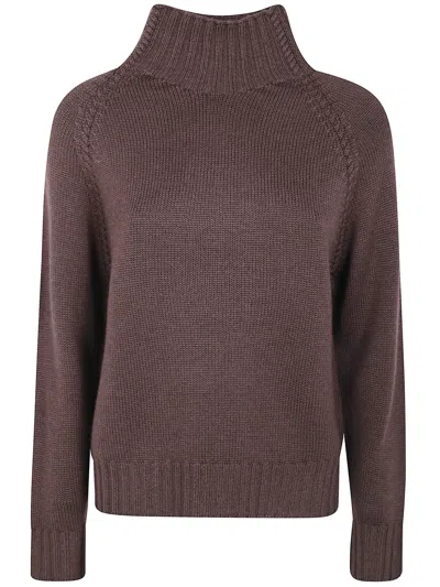 Rosso Puro Long Sleeve Turtleneck Sweater In Brown