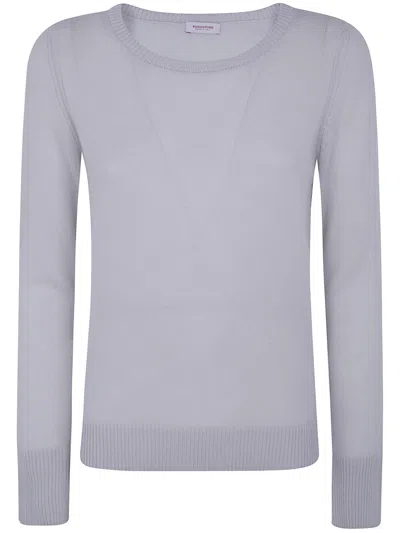 Rosso Puro Long Sleeved Boat Neckline Sweater In White