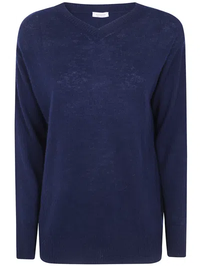 Rosso Puro Long Sleeved V Neck Over Sweater In Blue