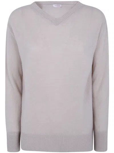 Rosso Puro Long Sleeved V Neck Over Sweater In White