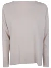 Rosso Puro Long Sleeves Boat Neck Oversized Sweater In Gray