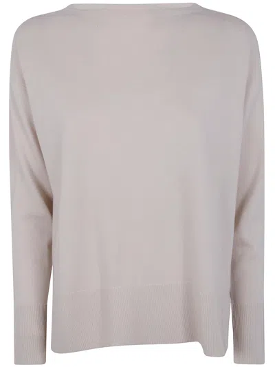 Rosso Puro Long Sleeves Boat Neck Oversized Sweater In Gray