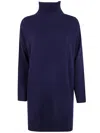 Rosso Puro Long Sleeves Turtle Neck Oversized Sweater In Blue