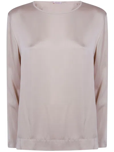 ROSSO PURO MIRROR SILK LONG SLEEVES OVERSIZED BLOUSA,RI7289L 501 CHALK