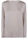 Rosso Puro Mirror Silk Long Sleeves Oversized Blousa In Neutral