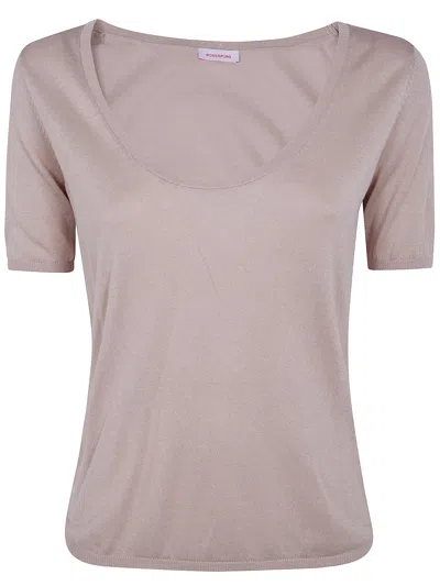 Rosso Puro Short Sleeved U Neck T-shirt In Brown
