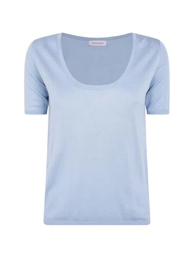 Rosso Puro Short Sleeved U Neck T-shirt In Blue