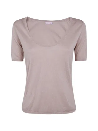 Rosso Puro Short Sleeved U Neck T-shirt In Brown