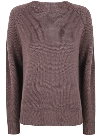 Rosso Puro Sweater Long Sleeved Round Neck In Brown